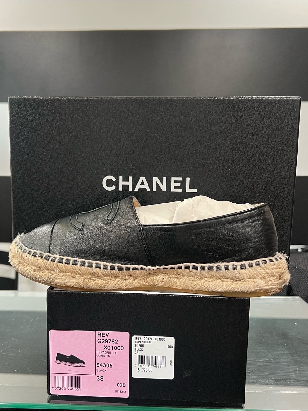 CHANEL Black Leather Espadrille Loafer - Women’s